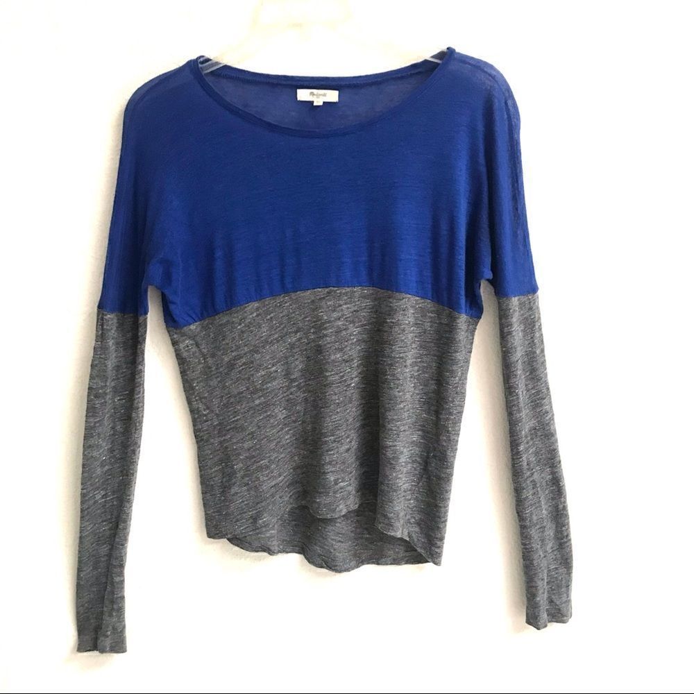 Madewell two-tone 100% linen longsleeve top XS‎